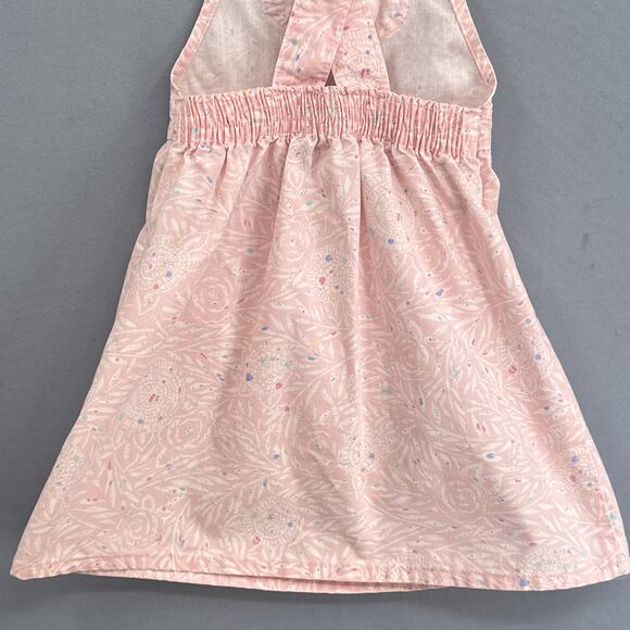 Vintage Oshkosh B’Gosh Jumper Dress Girl 7 Pink Floral Leaf Overall Bibs 90s USA - Picture 9 of 16